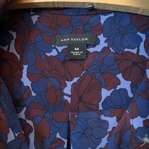 Ann Taylor Floral Sheer Long Sleeve Blouse, Medium